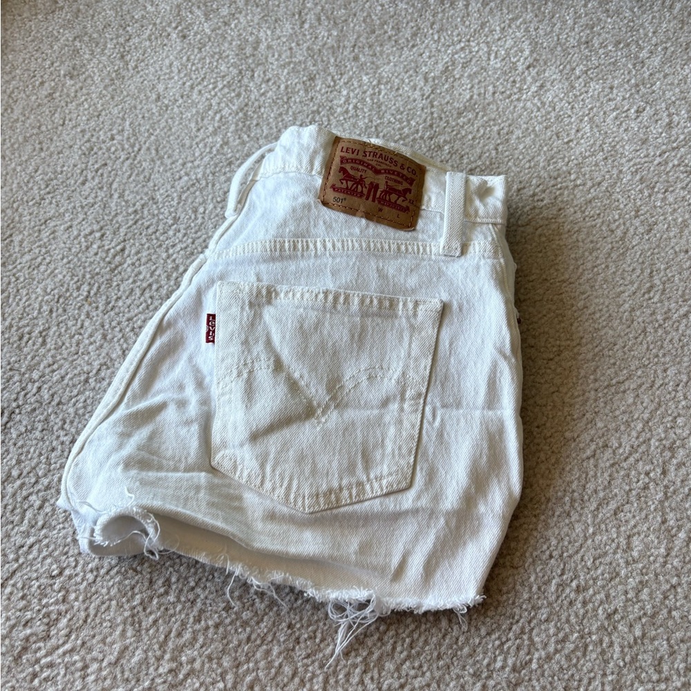 Levi's 501 Cut Off White Denim Shorts